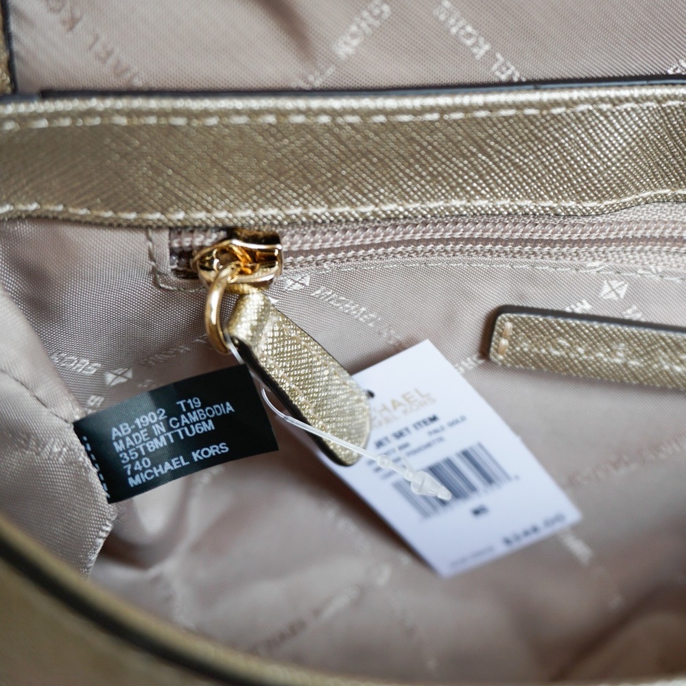Michael Kors Jet Set M Pouchette Xbody Pale Gold_8